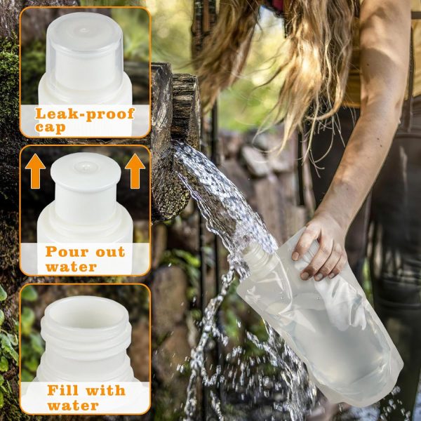 4 Pack Collapsible Water Bottles, Foldable Water Bottles for Traveling, Soft Water Bottle for Hiking, Running, Camping with 4 Loops - Image 3