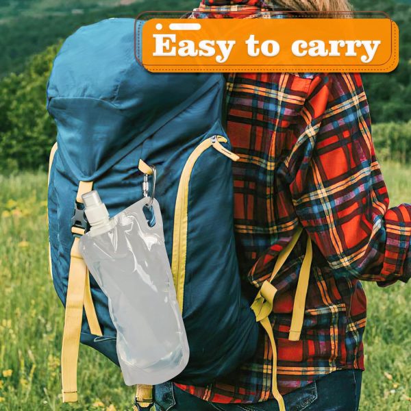 4 Pack Collapsible Water Bottles, Foldable Water Bottles for Traveling, Soft Water Bottle for Hiking, Running, Camping with 4 Loops - Image 6