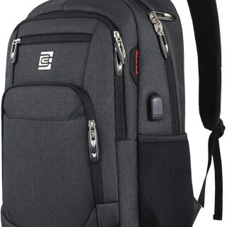 Laptop Backpack,Business Travel Anti Theft Slim Durable Laptops Backpack with USB Charging Port,Water Resistant College Computer Bag for Women & Men Fits 15.6 Inch Laptop and Notebook - Black